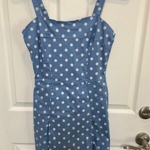Unique Vintage 1950s Pin Up Blue Polka Dot Romper Sz Small #3